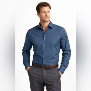 Ted Baker Endurance Blue Micro Check Button Down Shirt Floral Trim